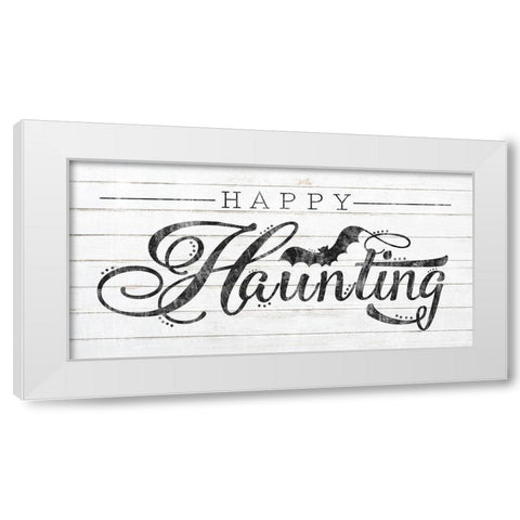 Happy Haunting White Wood White Modern Wood Framed Art Print by Sheena Pike Art