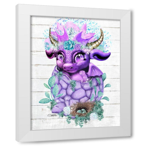 Spring Lil DragonZ White Modern Wood Framed Art Print by Sheena Pike Art