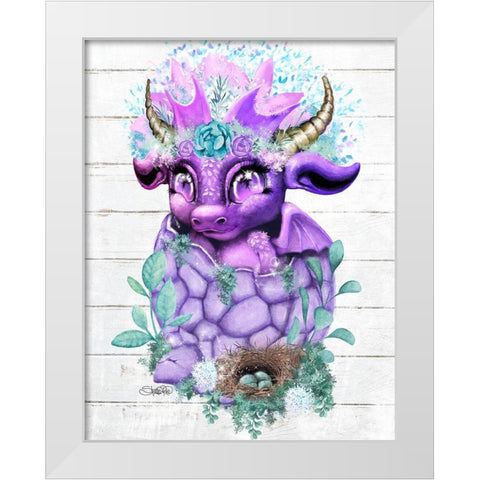 Spring Lil DragonZ White Modern Wood Framed Art Print by Sheena Pike Art
