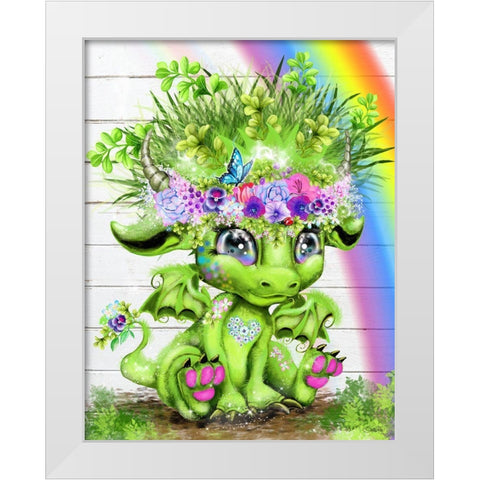 Summer Lil DragonZ White Modern Wood Framed Art Print by Sheena Pike Art