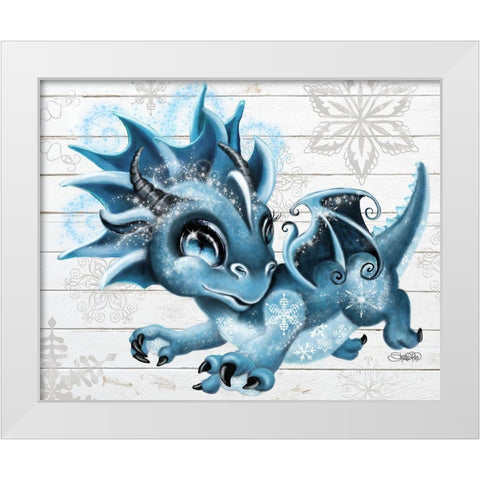 Winter Lil DragonZ White Modern Wood Framed Art Print by Sheena Pike Art