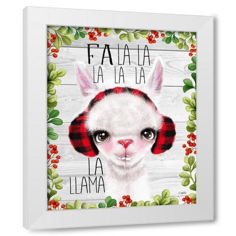 Fa La La Llama White Modern Wood Framed Art Print by Sheena Pike Art