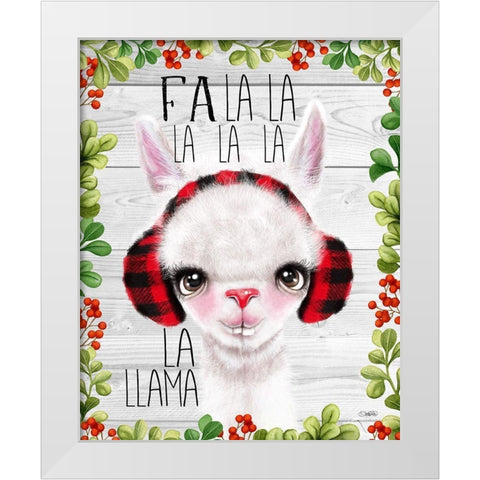 Fa La La Llama White Modern Wood Framed Art Print by Sheena Pike Art