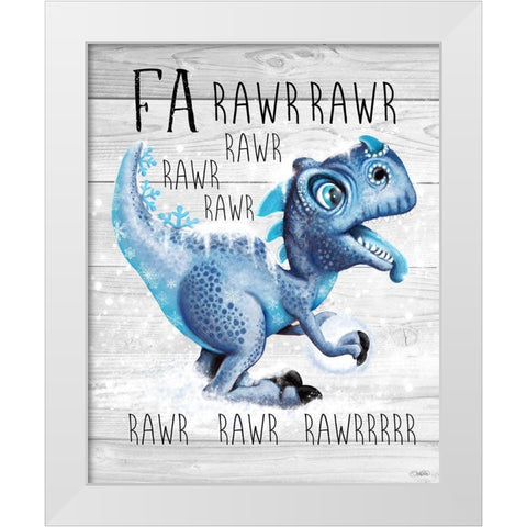 Fa Rawr Rawr T Rex White Modern Wood Framed Art Print by Sheena Pike Art