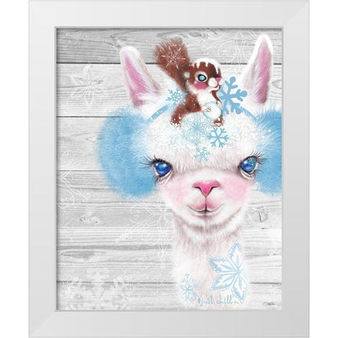 Winter Llama White Modern Wood Framed Art Print by Sheena Pike Art