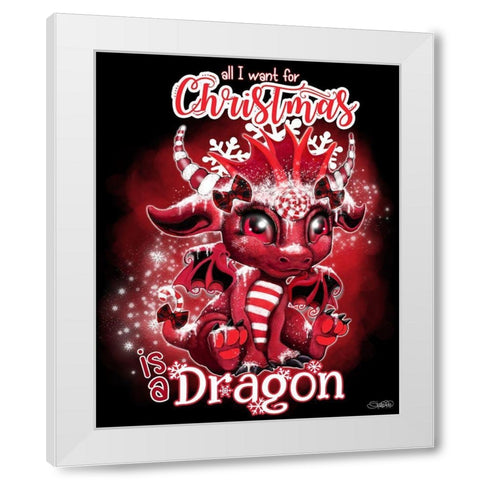 All I want for Christmas is a Dragon White Modern Wood Framed Art Print by Sheena Pike Art