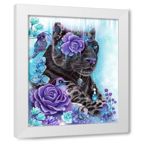 Sapphire Galaxy Jaguar White Modern Wood Framed Art Print by Sheena Pike Art