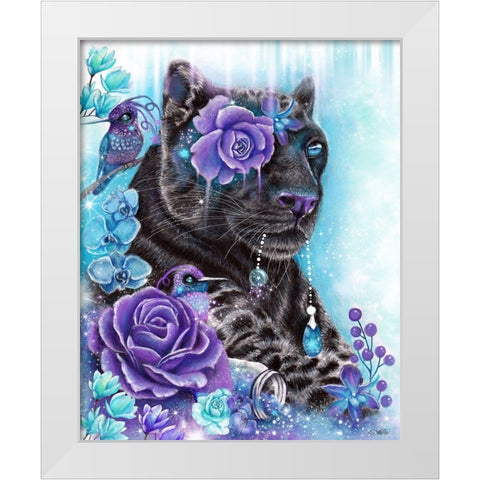 Sapphire Galaxy Jaguar White Modern Wood Framed Art Print by Sheena Pike Art