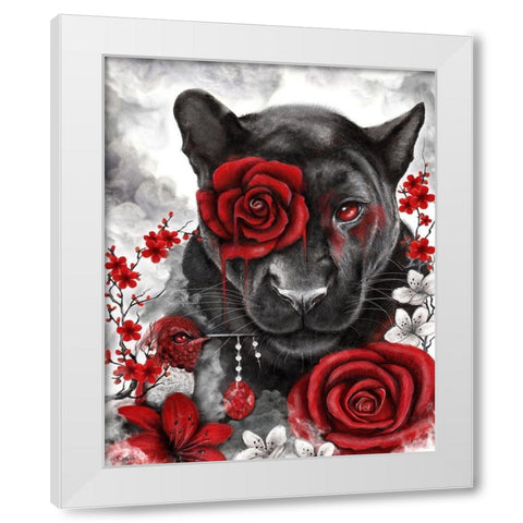 Ruby Rose Panther White Modern Wood Framed Art Print by Sheena Pike Art