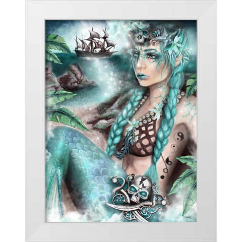 Nightshade - Malevolent Mermaids White Modern Wood Framed Art Print by Sheena Pike Art