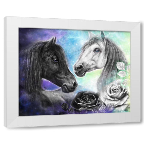 Opposites Attract - Light and Dark Horse White Modern Wood Framed Art Print by Sheena Pike Art