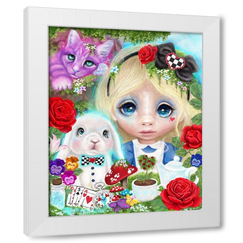 A Curious Lil Girl White Modern Wood Framed Art Print by Sheena Pike Art