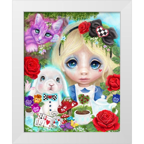 A Curious Lil Girl White Modern Wood Framed Art Print by Sheena Pike Art