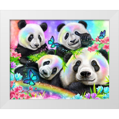 Best Buddies - Rainbow Pandas White Modern Wood Framed Art Print by Sheena Pike Art