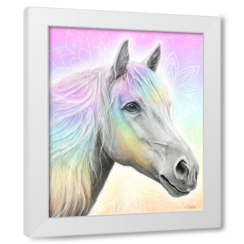 Pastel Dream Horse White Modern Wood Framed Art Print by Sheena Pike Art