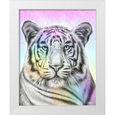 Pastel Dream Tiger White Modern Wood Framed Art Print by Sheena Pike Art