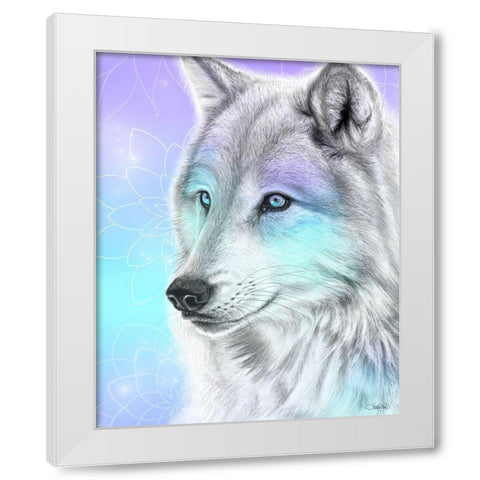 Pastel Dream Wolf White Modern Wood Framed Art Print by Sheena Pike Art