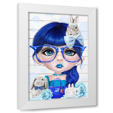 Bunny Loving Bethany White Modern Wood Framed Art Print by Sheena Pike Art