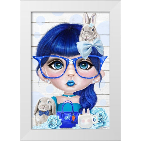 Bunny Loving Bethany White Modern Wood Framed Art Print by Sheena Pike Art