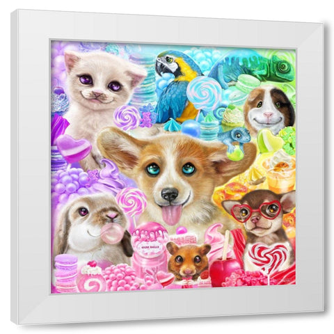 Confectionery Cuties White Modern Wood Framed Art Print by Sheena Pike Art