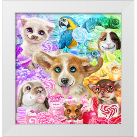 Confectionery Cuties White Modern Wood Framed Art Print by Sheena Pike Art