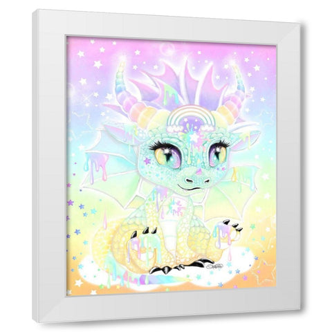 Sweet Pastel Lil Dragonz White Modern Wood Framed Art Print by Sheena Pike Art