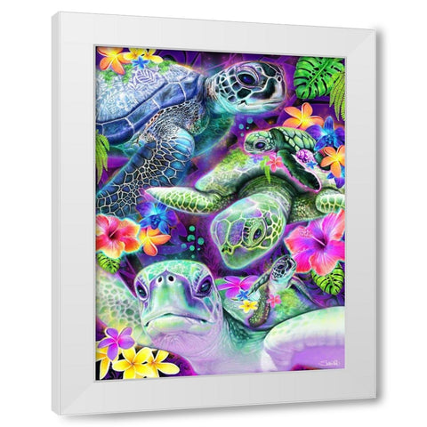 Day Dream Sea Turtles White Modern Wood Framed Art Print by Sheena Pike Art