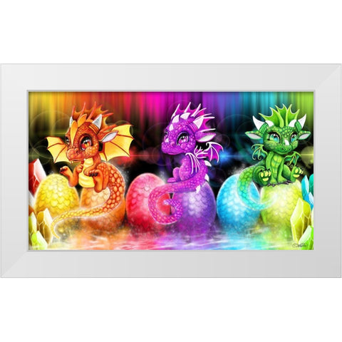 Lil Dragonz Spectrum White Modern Wood Framed Art Print by Sheena Pike Art