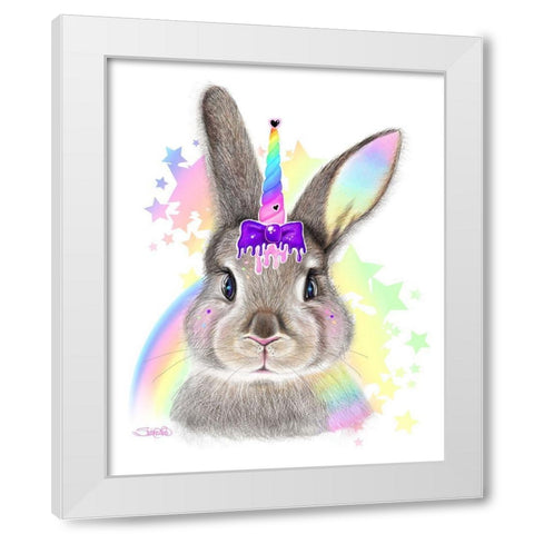 BunnyCorn White Modern Wood Framed Art Print by Sheena Pike Art