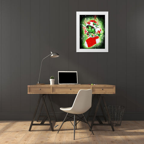Stocking Stuffer Lil Dragonz White Modern Wood Framed Art Print by Sheena Pike Art