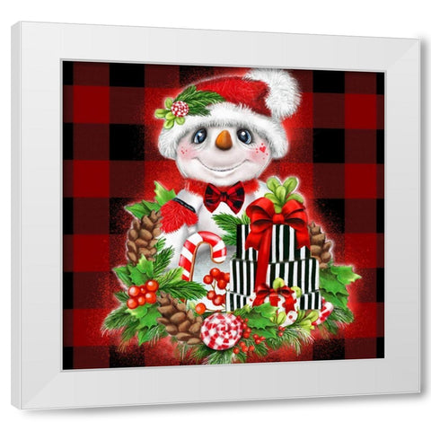 Christmas Cutie Snowman White Modern Wood Framed Art Print by Sheena Pike Art