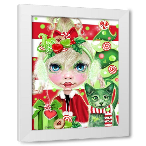 Christmas Cindy White Modern Wood Framed Art Print by Sheena Pike Art