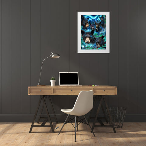 Daydream Moonlit Black Bears White Modern Wood Framed Art Print by Sheena Pike Art