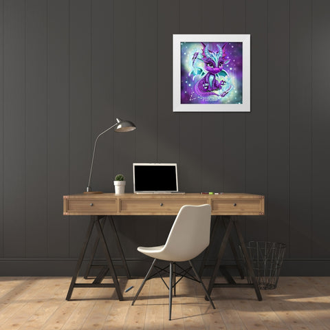 Zodiac Lil Dragonz Pisces White Modern Wood Framed Art Print by Sheena Pike Art
