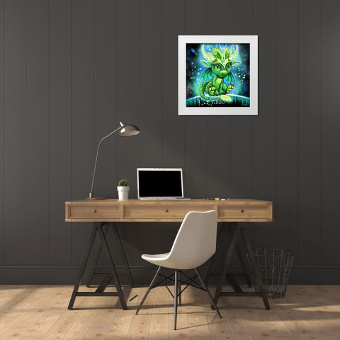 Zodiac Lil Dragonz Virgo White Modern Wood Framed Art Print by Sheena Pike Art