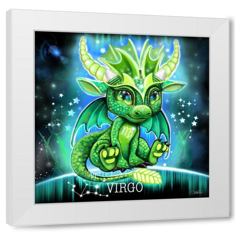 Zodiac Lil Dragonz Virgo White Modern Wood Framed Art Print by Sheena Pike Art