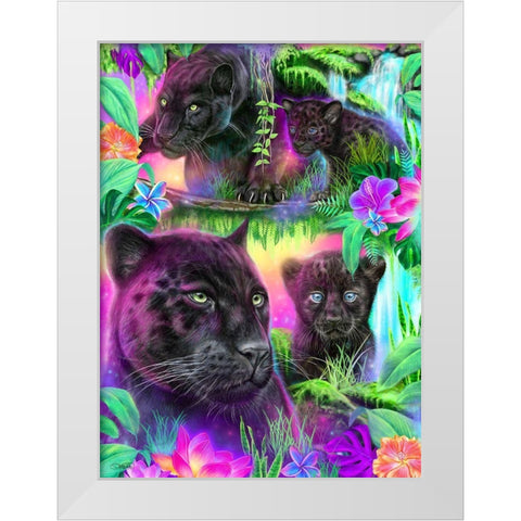 Daydream Panthers White Modern Wood Framed Art Print by Sheena Pike Art