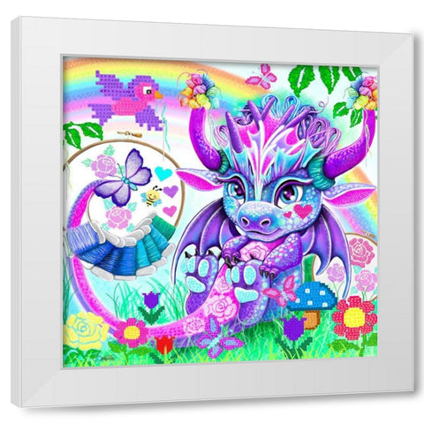 Hobby Dragonz Cross-stitch White Modern Wood Framed Art Print by Sheena Pike Art