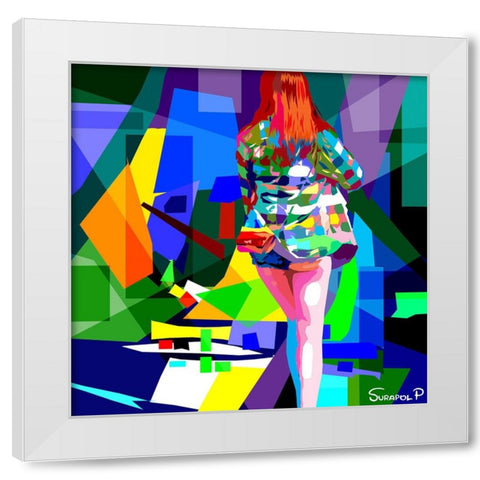 Back Of Girl White Modern Wood Framed Art Print by Pansanit, Surapol
