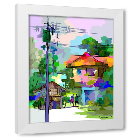 Country House White Modern Wood Framed Art Print by Pansanit, Surapol