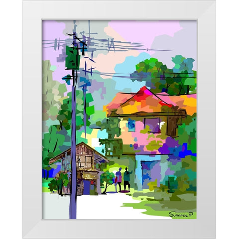 Country House White Modern Wood Framed Art Print by Pansanit, Surapol