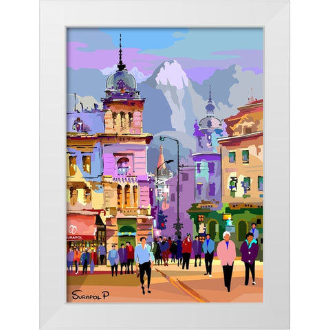 Fantasy City White Modern Wood Framed Art Print by Pansanit, Surapol