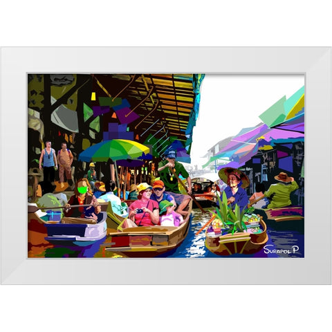 Floting Martket White Modern Wood Framed Art Print by Pansanit, Surapol