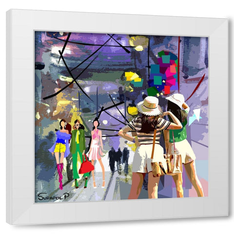 Happy Night White Modern Wood Framed Art Print by Pansanit, Surapol