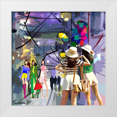 Happy Night White Modern Wood Framed Art Print by Pansanit, Surapol