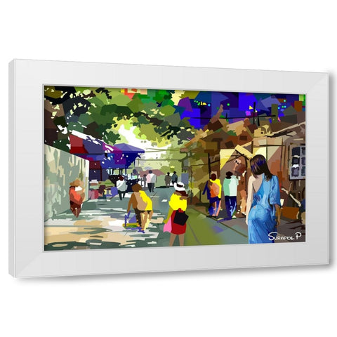 Small Town House White Modern Wood Framed Art Print by Pansanit, Surapol