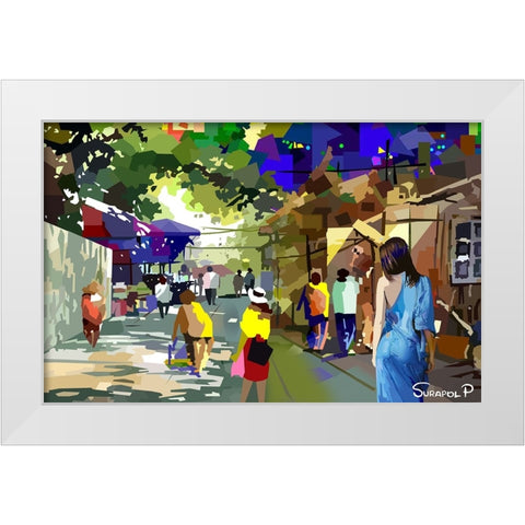 Small Town House White Modern Wood Framed Art Print by Pansanit, Surapol