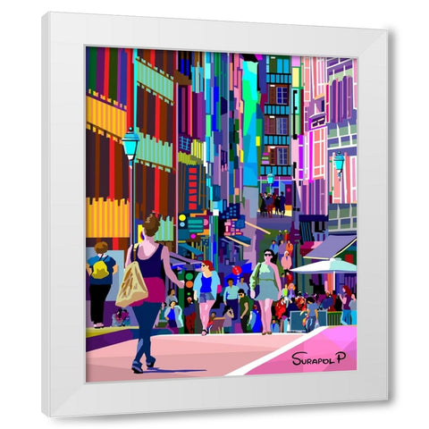 Street Fashion White Modern Wood Framed Art Print by Pansanit, Surapol