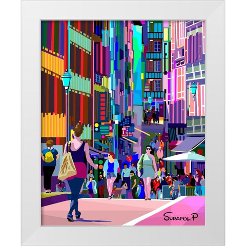 Street Fashion White Modern Wood Framed Art Print by Pansanit, Surapol