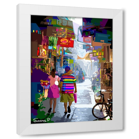 Alley In The City White Modern Wood Framed Art Print by Pansanit, Surapol